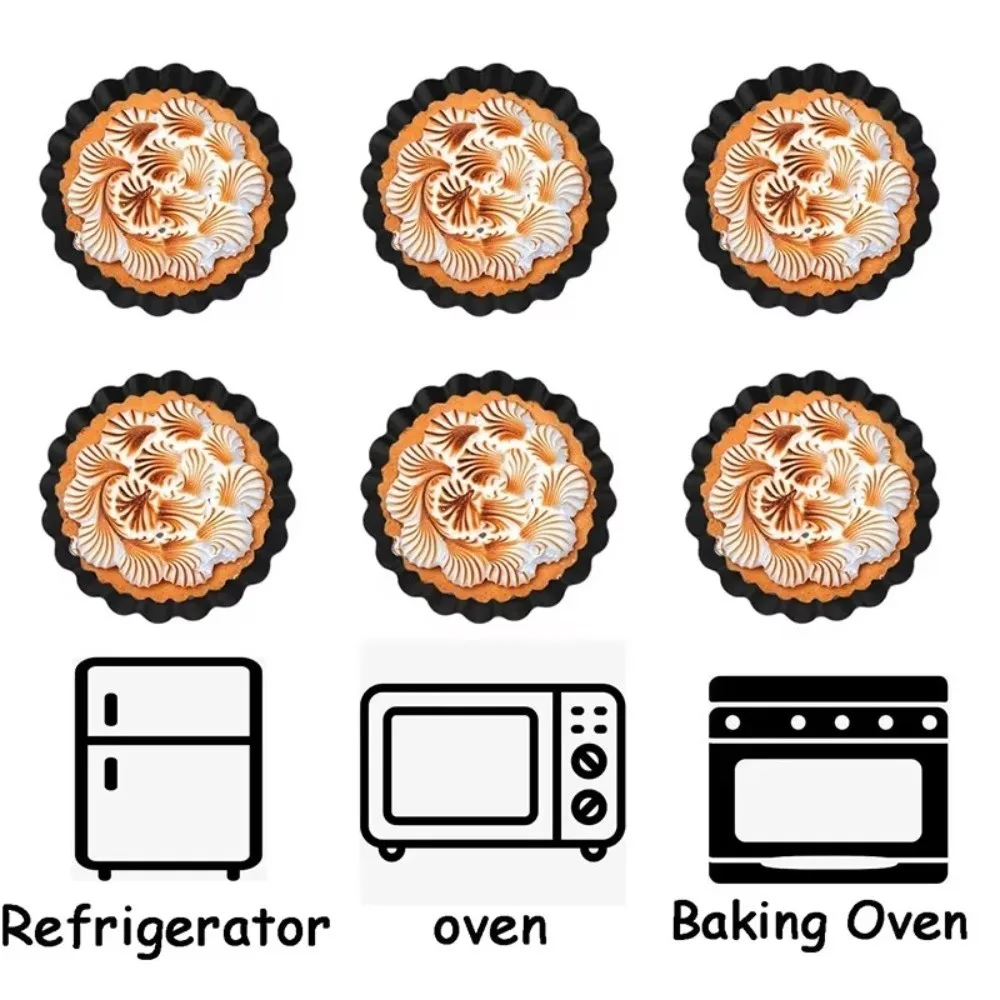 New Carbon Steel Egg Tart Pan Non-Stick Removable Bottom Pie Baking Mold Fluted Edge Stackable Mini Tart Mold Home Baking Tool