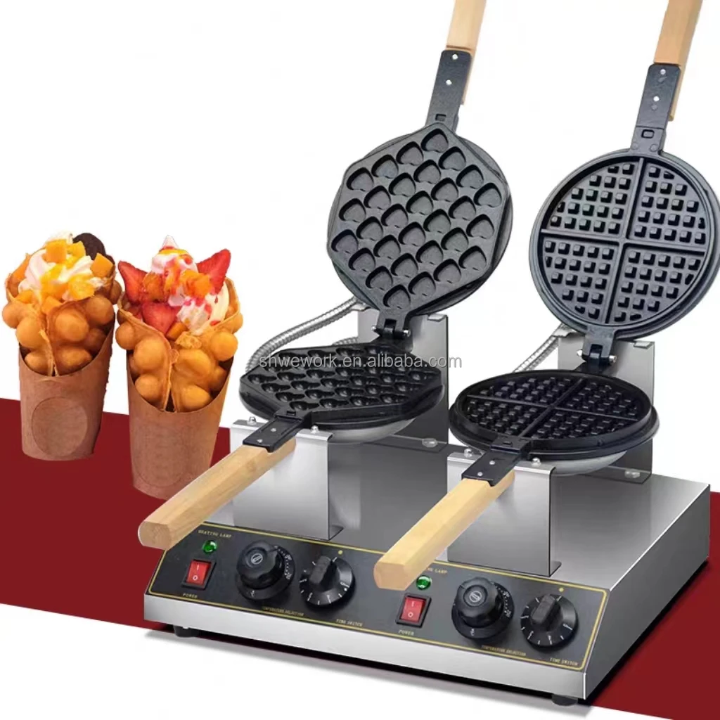 WeWork Commercial Bubble Waffle 2800W Stainless Steel Egg Puff Baker With Non-Stick Coating Bubble Waffle Machine