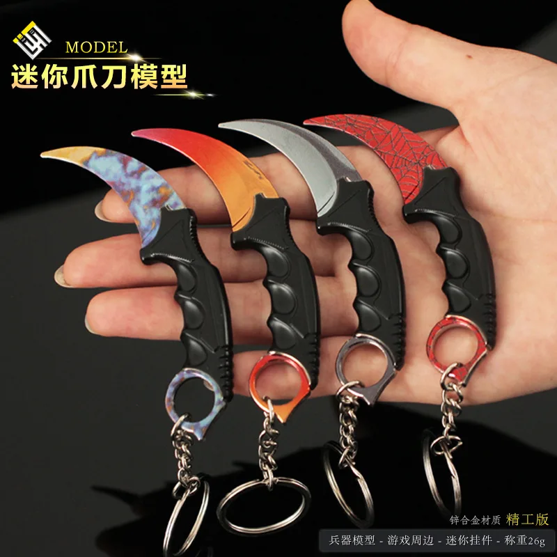 Liga Karambit Keyring Modelo, Game Counter Elite Periféricos, Quenching Gradiente, Cor Garra Faca, Unboxing Faca, Brinquedos de Segurança, 9cm