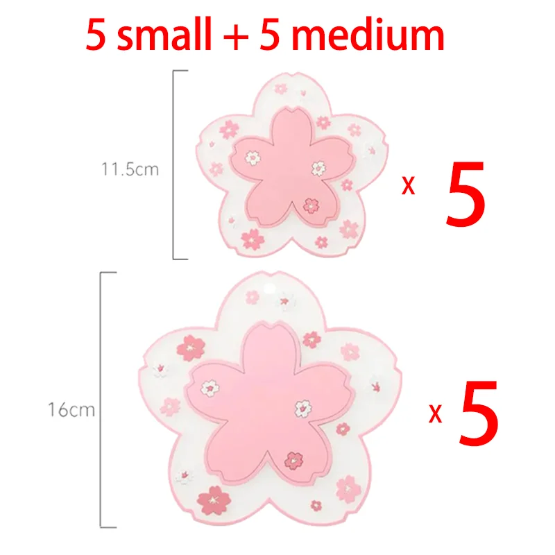 NONE Kawaii rosa Blüten-Silikonuntersetzer im Sakura-Stil für Kaffeetassen, isolierte Tischunterlage für Teetassen, Heimdekoration, Geschenk 3