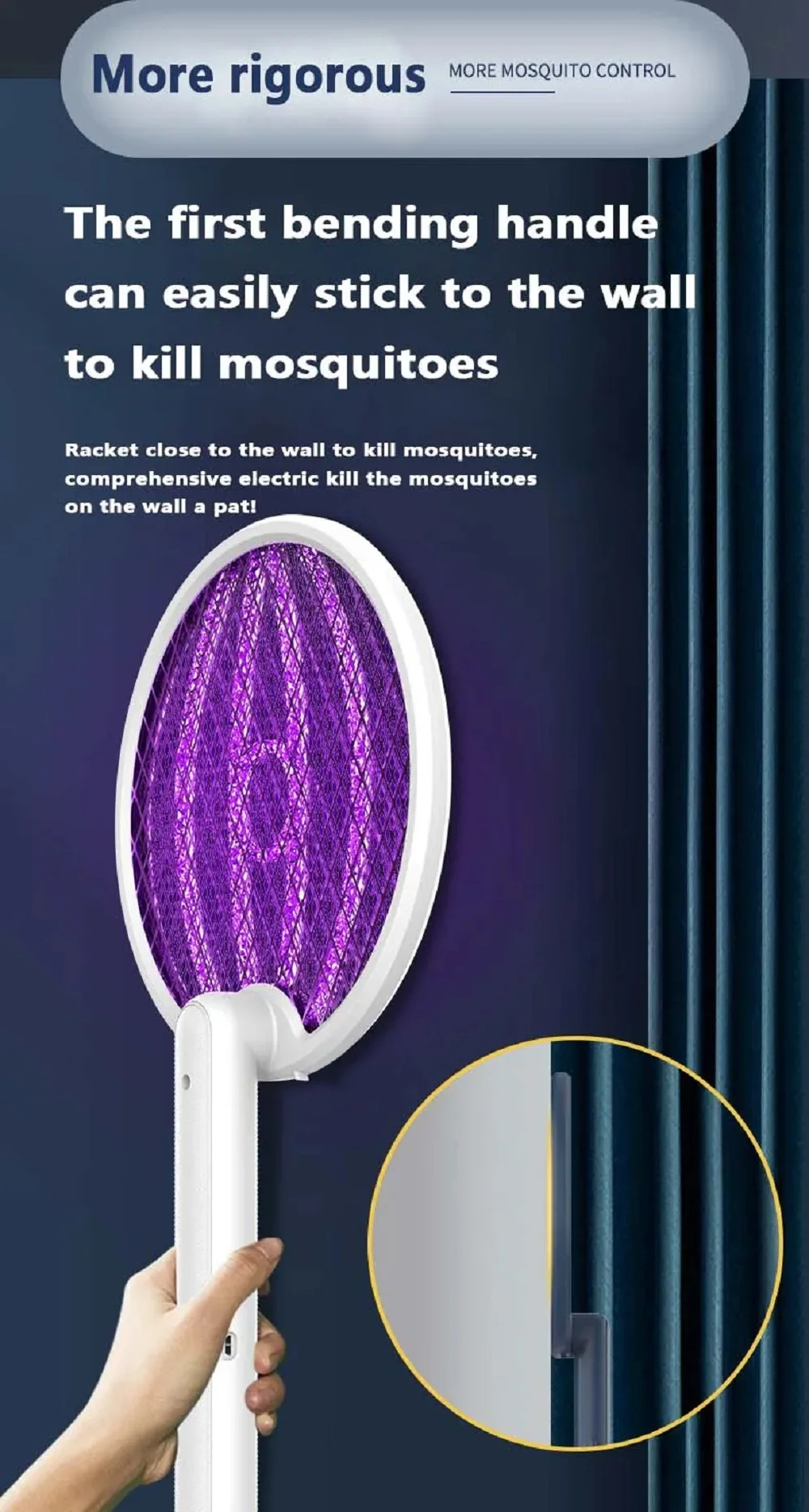 4-in-1 elektrische Mückenklatsche, Mückenvernichtungslampe, Insektenvernichter, 3000 V, Typ C, wiederaufladbar, mit UV-Licht, Fliegenvernichter – Detail 15