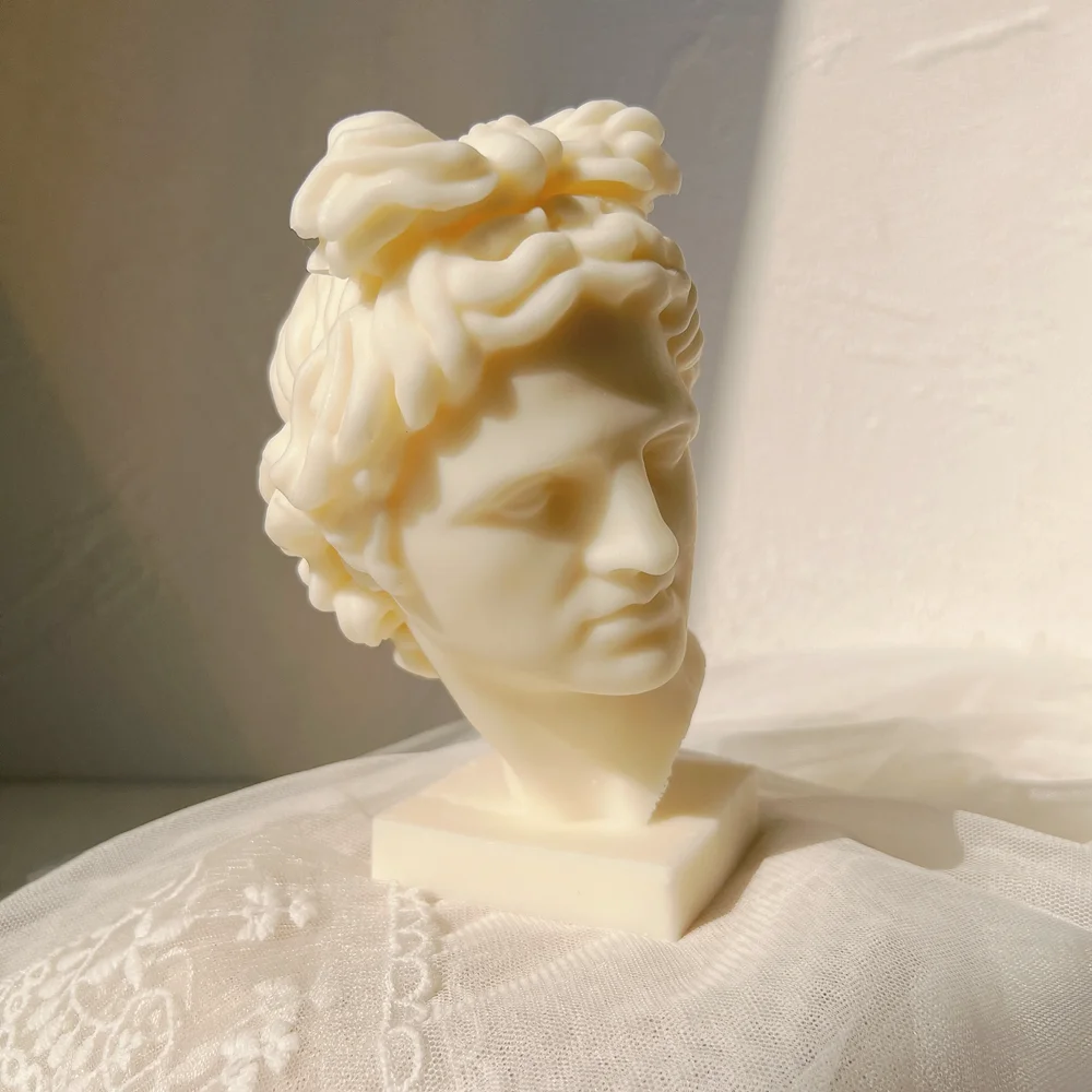 Bust God Apollo Candle Mold Greek Sculpture Roman Statue Wax Silicone Mould Antique Male Man Art