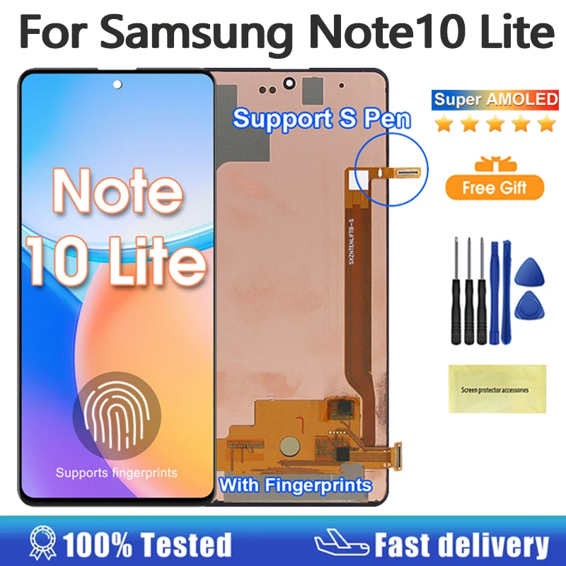 

Super AMOLED Display For Samsung Note 10 Lite LCD Touch Screen Note10 Lite N770F N770F/DS LCD Support S Pen Fingerprint Work