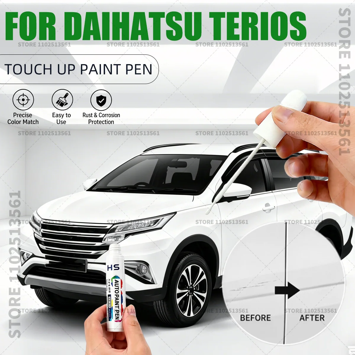 For DAIHATSU Terios Car Paint Repair Pen Restores Original Factory Paint Finish Bronze Metallic Black White Greenish Gun Silver