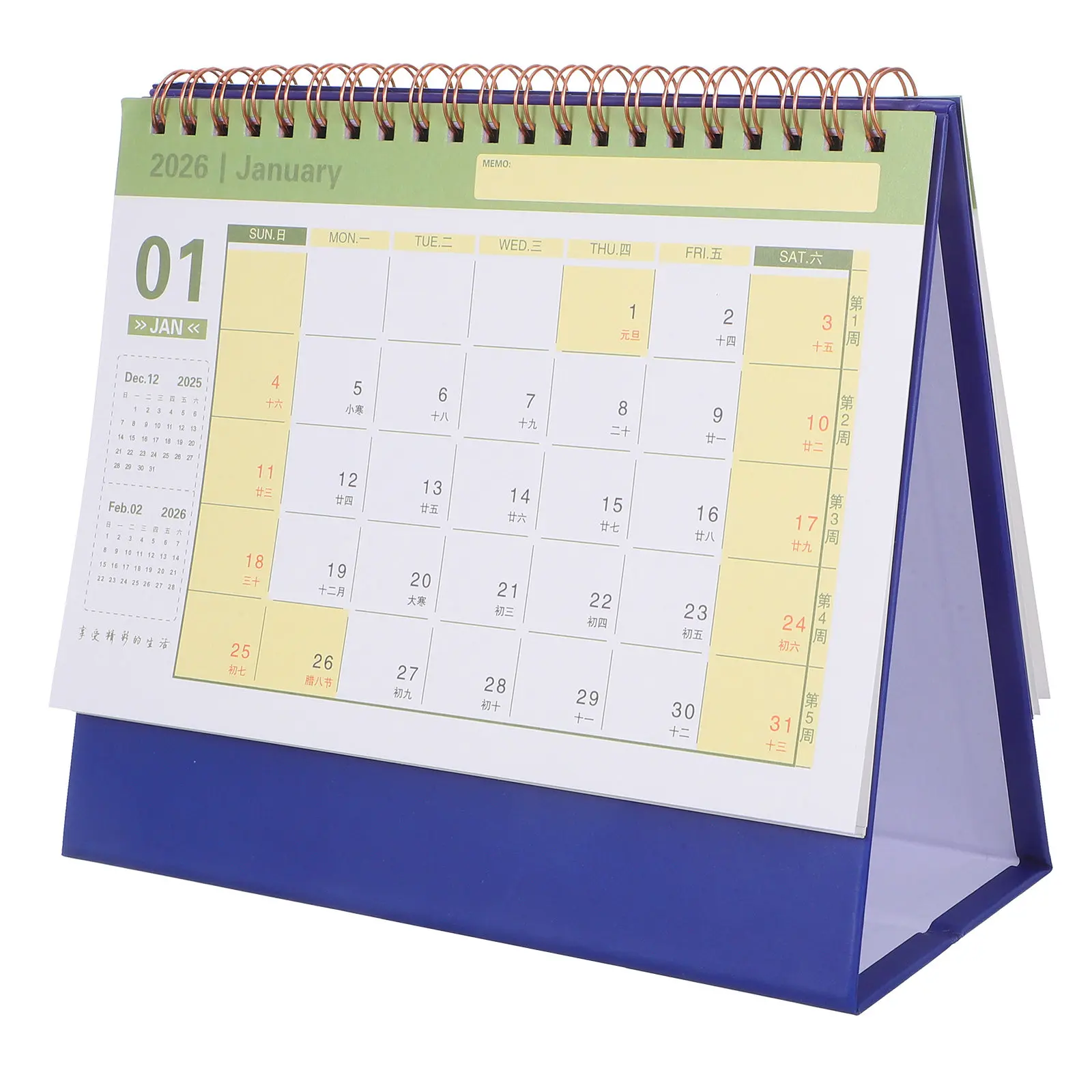 2026 Desk Calendar Standing Flip Agenda Planner Coil Bound Daily Monthly Schedule Thick Smooth Paper Minimalist Workspace Tool