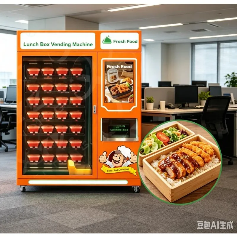 24 Hours 21.5 Inch Touch Screen SDK Enabled Cloud-Based Lunch Box Vending Machine with Oven Heating for Hot Food Customized