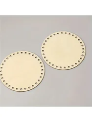 5 Piece Unfinished Wooden Crochet Basket Base - Round Blank Art Board for DIY Knitting and Craft Projects