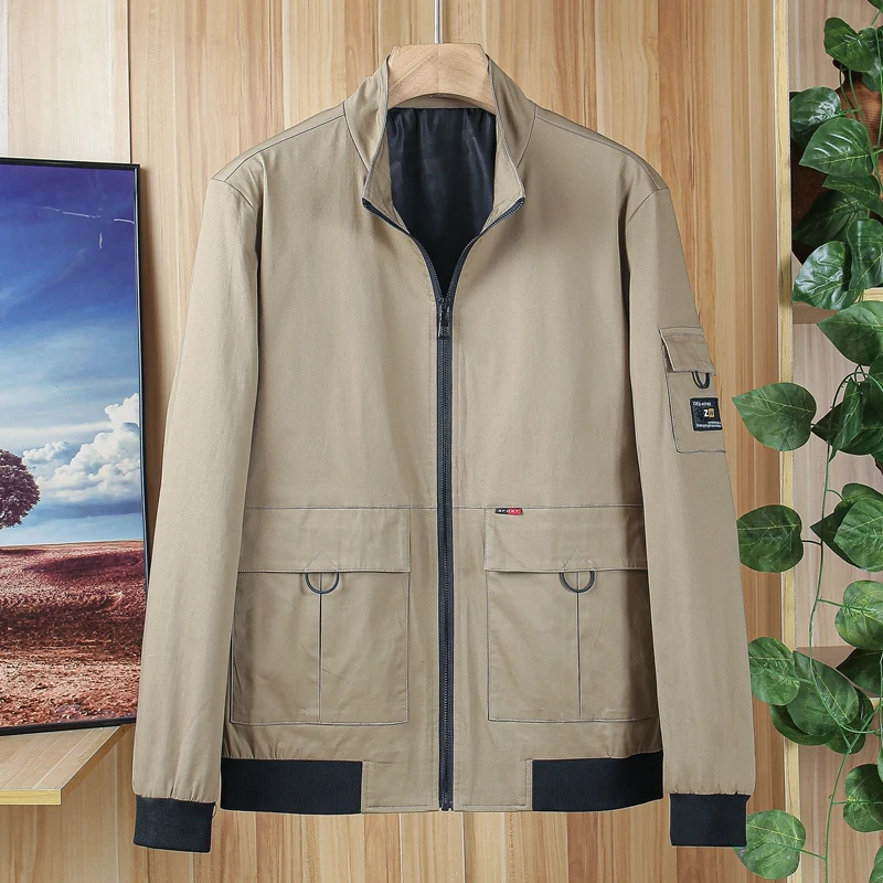 

I Color Повседневная приталенная мужская куртка с воротником-стойкой, весенне-осеннее пальто без подкладки, молодежная верхняя одежда Faion Urban Sle Long Sve