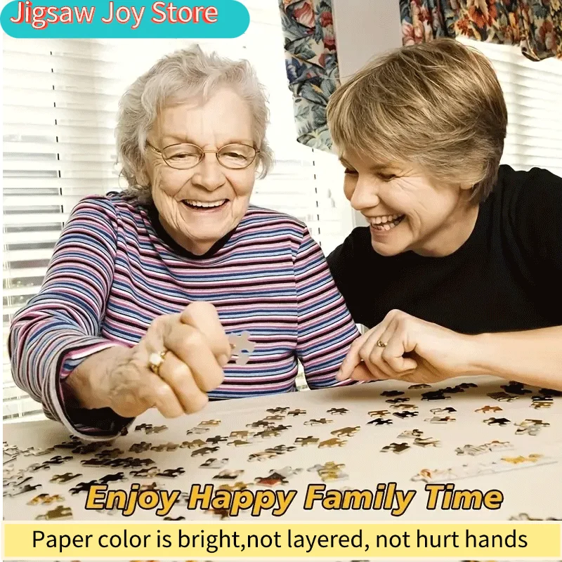 Puzzle de château de conte de fées magique de 500/1000 pièces avec fille, arbre, chat, château et cascade - Couleurs vibrantes, défi stimulant