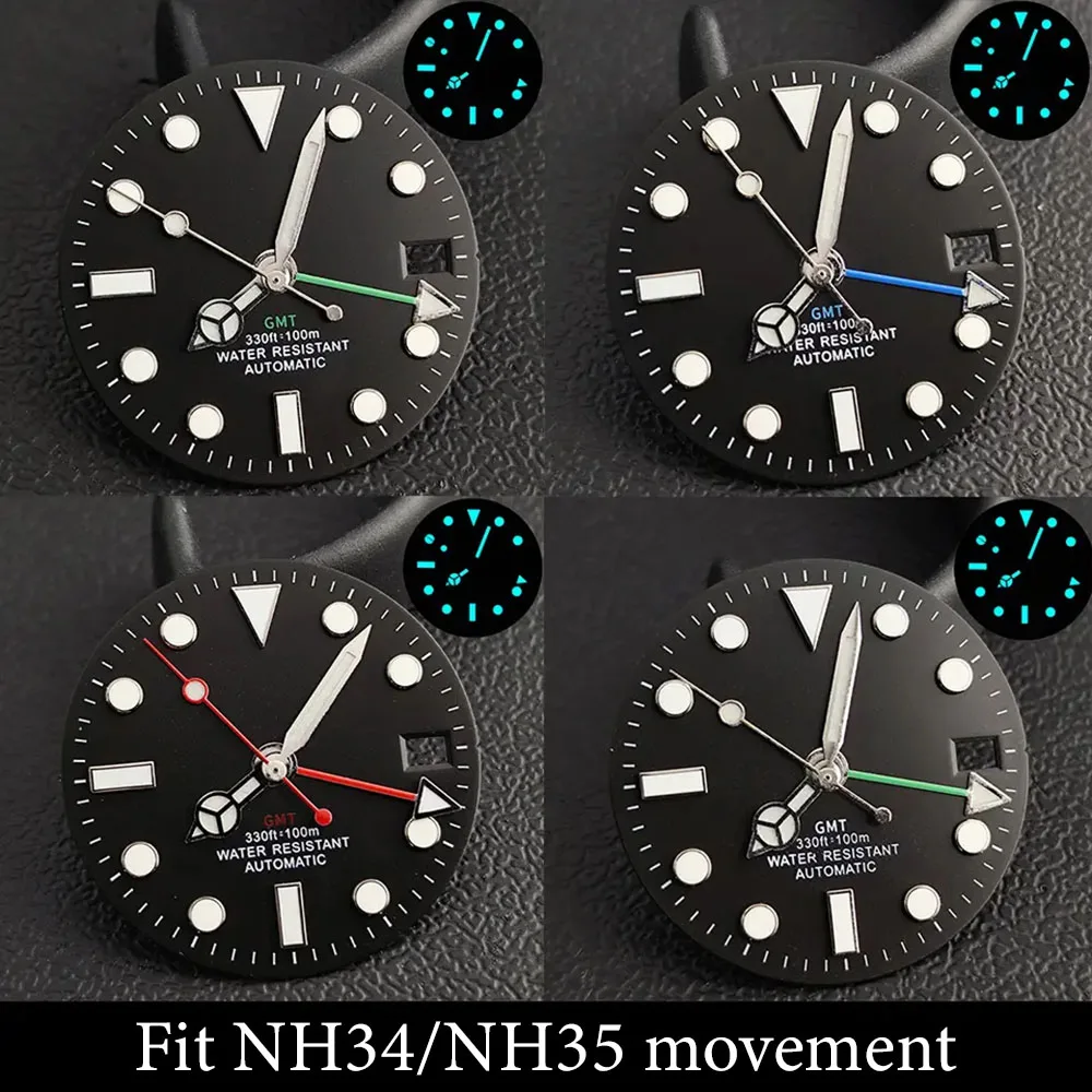 28.5mm YACHT-MASTER Dial Fit For NH34/NH35/NH36 Movement Accessories NH34 Hands Single Calendar Dial Luminous GMT Dail Watches