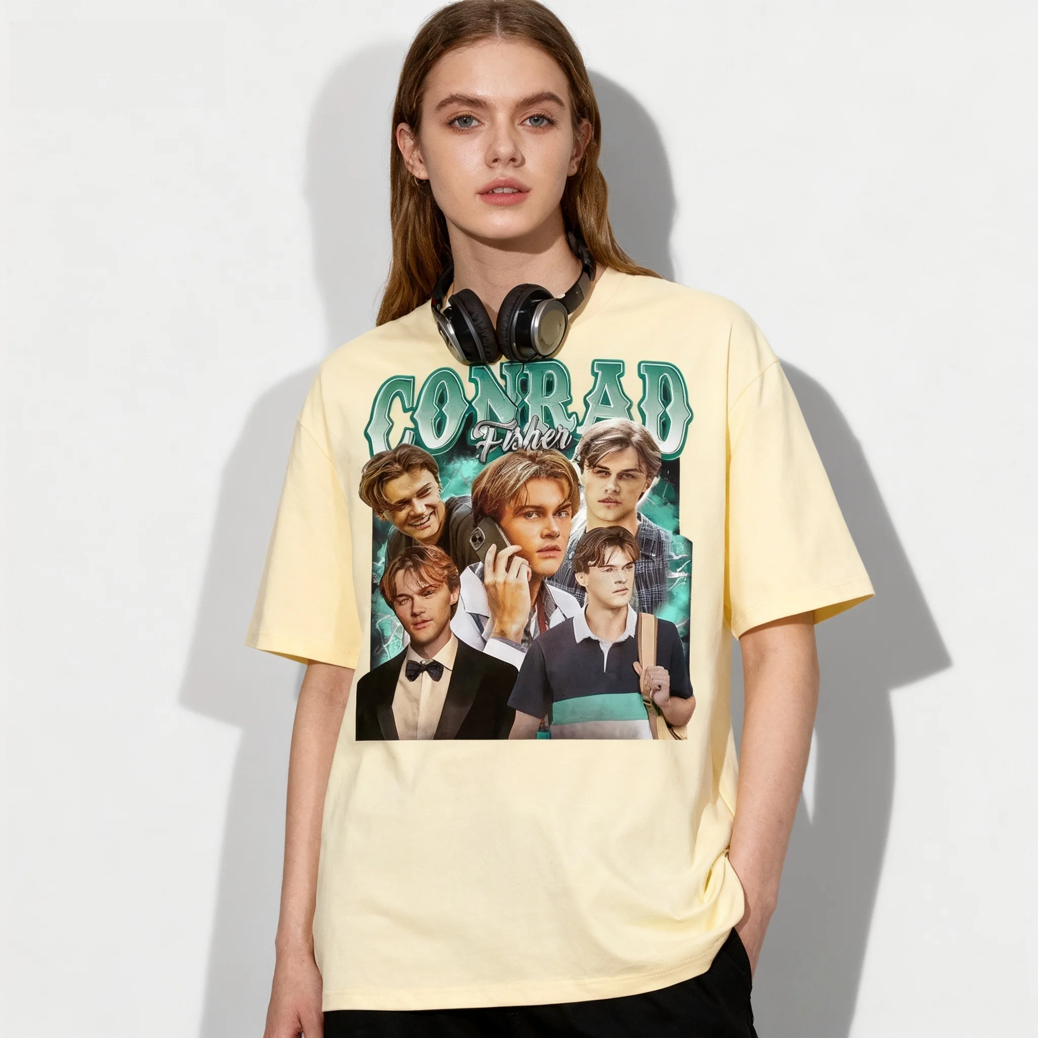 

Футболка Explosive Retro Conrad Fisher R в стиле ретро, мужская и женская модная футболка в стиле хип-хоп большого размера, повседневная футболка из чистого хлопка