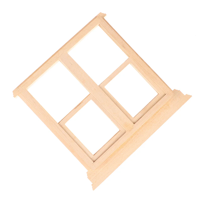 1pc 1:12 Dollhouse Furniture Wood Window Mini Retractable 4 Pane Model for Any Room Items DIY Door and Window Accessories