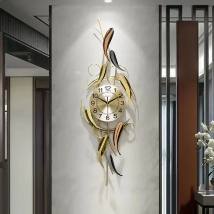 Creative dining room decorative clocks New Chinese light luxury wall clock Living room home silent quartz clock on the wall