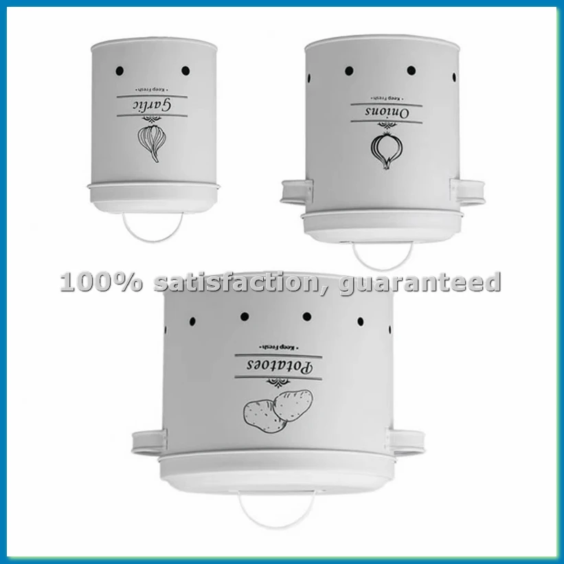 3Pcs Metal Storage Bucket Set with 360-Degree Ventilation System Large Capacity Multipurpose Garlic Potato Storage Box A-ABLL