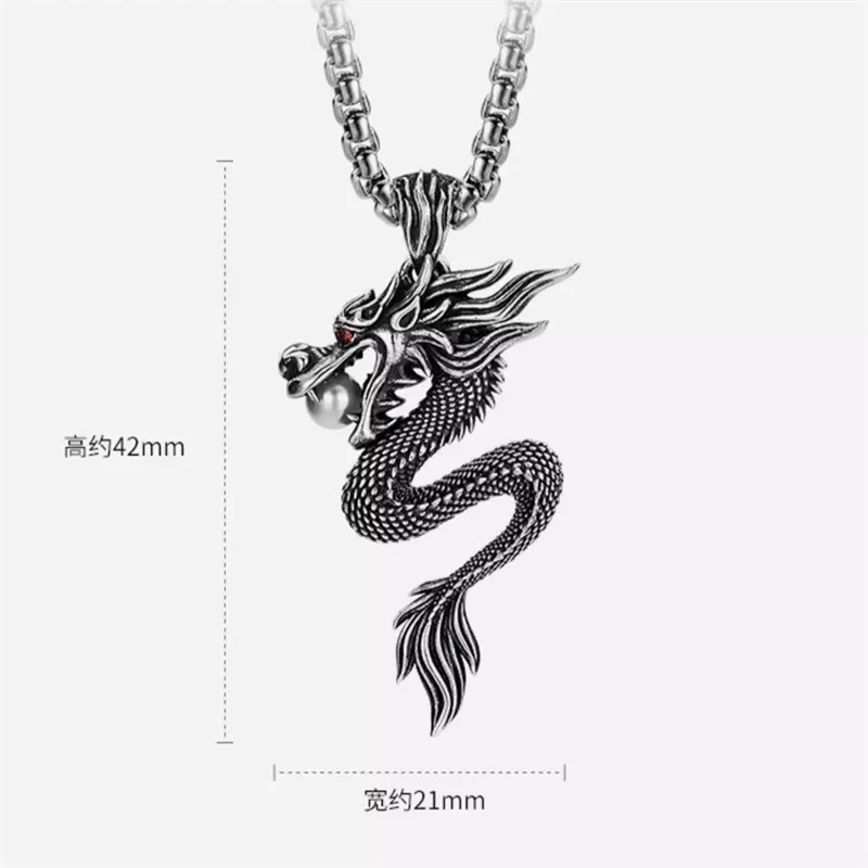 العرقية نمط زودياك الحيوان قلادة الرجال المجوهرات خمر الإغاثة التنين الأفعى قلادة الذكور المختنق الملحقات