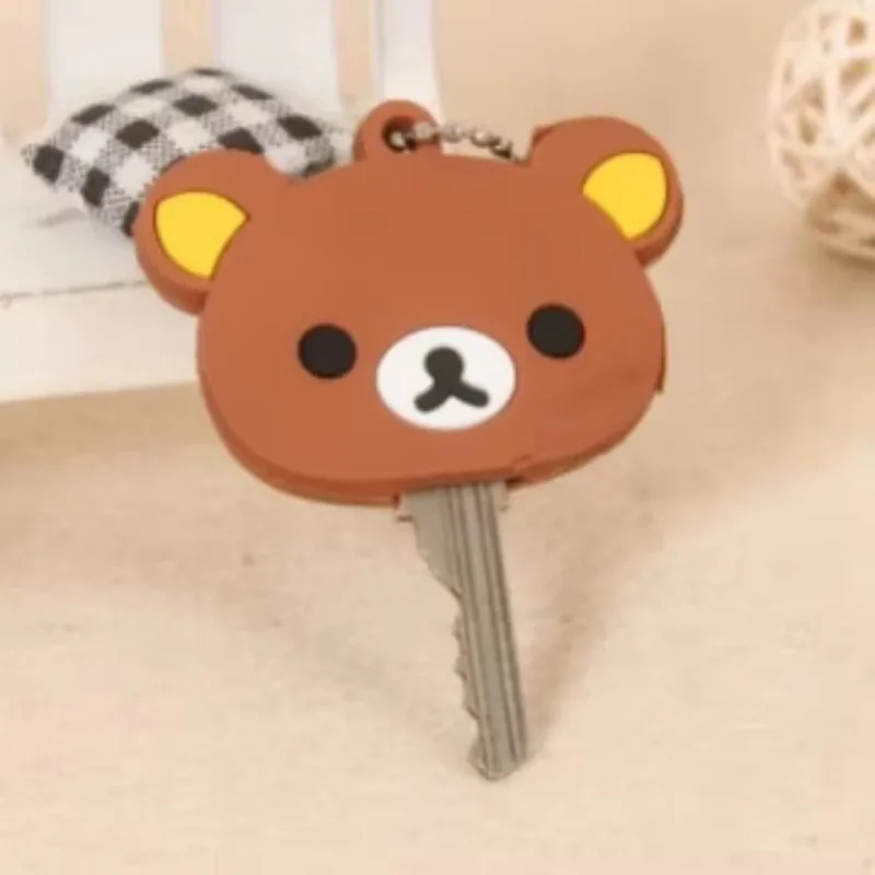 Cartoon Anime Rilakkuma Silikon Schutzhülle Schlüssel Fall Abdeckung für Schlüssel Control Staub Abdeckung Halter Organizer Frauen Schmuck Schlüsselanhänger