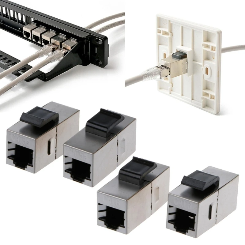 2 Stück Cat6 RJ45 Keystone-Buchsen, schmales Profil, Ethernet-Wandbuchse, geschirmt, Cat6