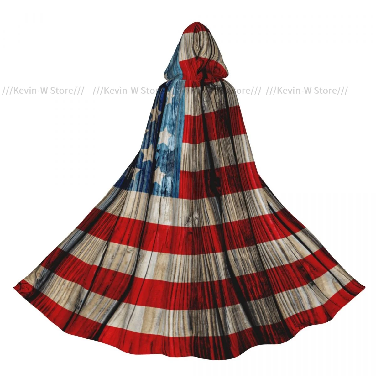 

Hooded Cloak Unisex Cloak with Hood Old American Flag On Wooden Fence Cloak Vampire Witch Cape Cosplay Costume