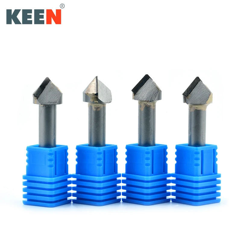 Keentools v Afiada Cnc Fresa de Extremidade Diamante Pcd Cortador Ferramentas Pedra mm Disco Granito Entalho Gravura Bits 60 90 120 Graus
