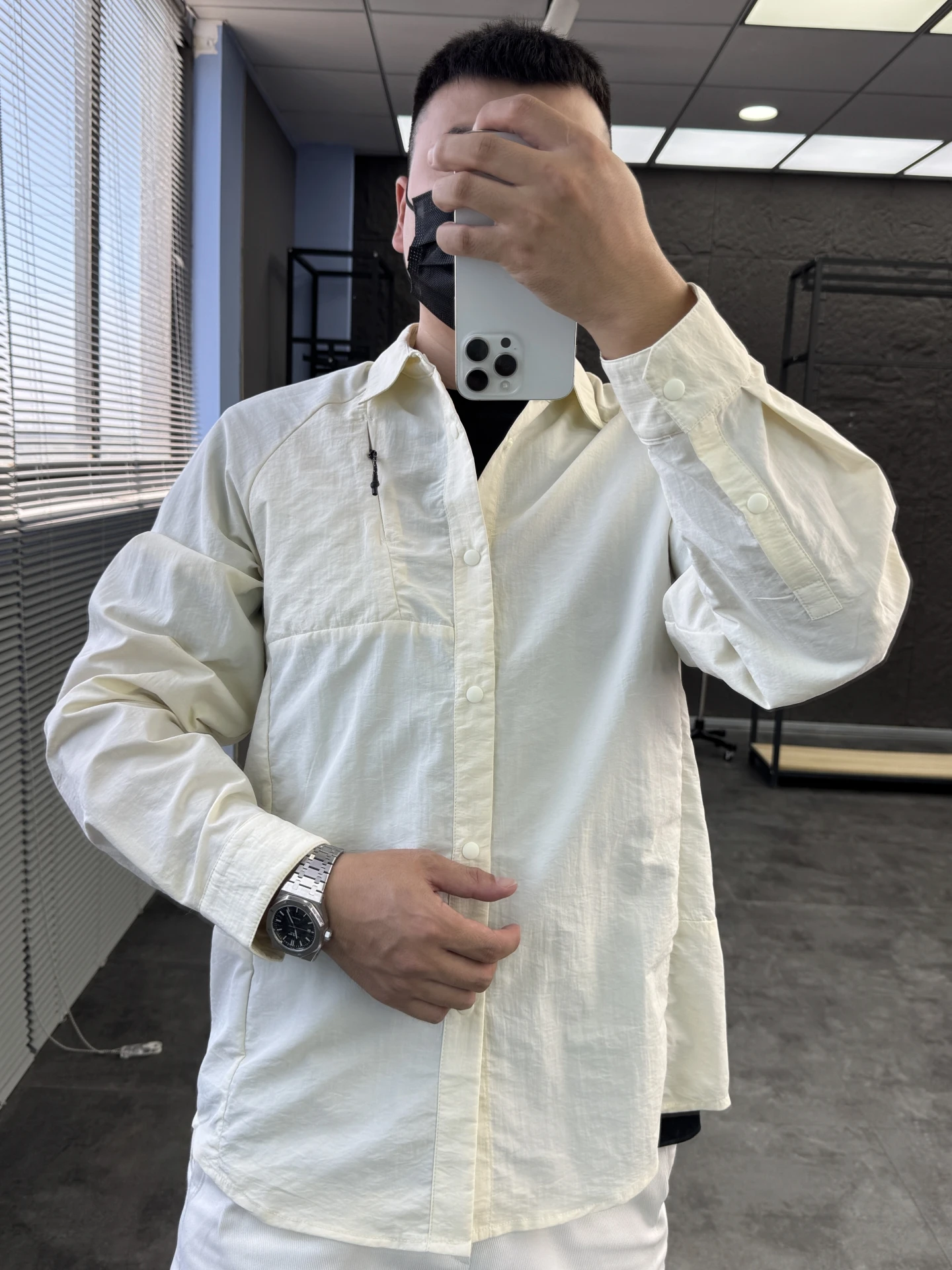 

Svip Men's Casual Long Sve irt Jaet Outdoor Function Pure Color Loose Fit Autumn Season Faion Polyester Fiber