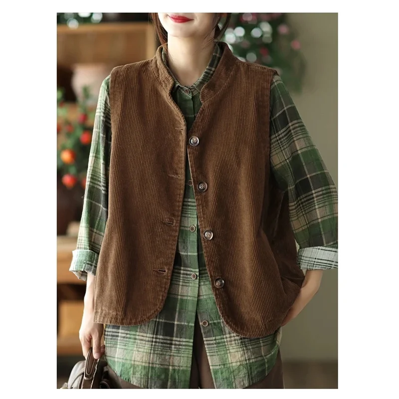 Frühling Herbst Neue frauen Futter Weste Ärmellose Mantel 5XL Mutter Solide Baumwolle Casual Weste Top Jacke Weiblichen Kurzen Outwear