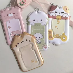 PVC Cartoon Cute Animal Photo Card Holder Pockets for 2.8x3.5 Inch Mini Photo Sticker & Name Card 3 Inch Photos with Key Chain