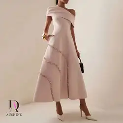 Aushine-vestido de noche de lujo para mujer, traje sin mangas hasta el tobillo, elegante, para fiesta de boda, 2024Fu