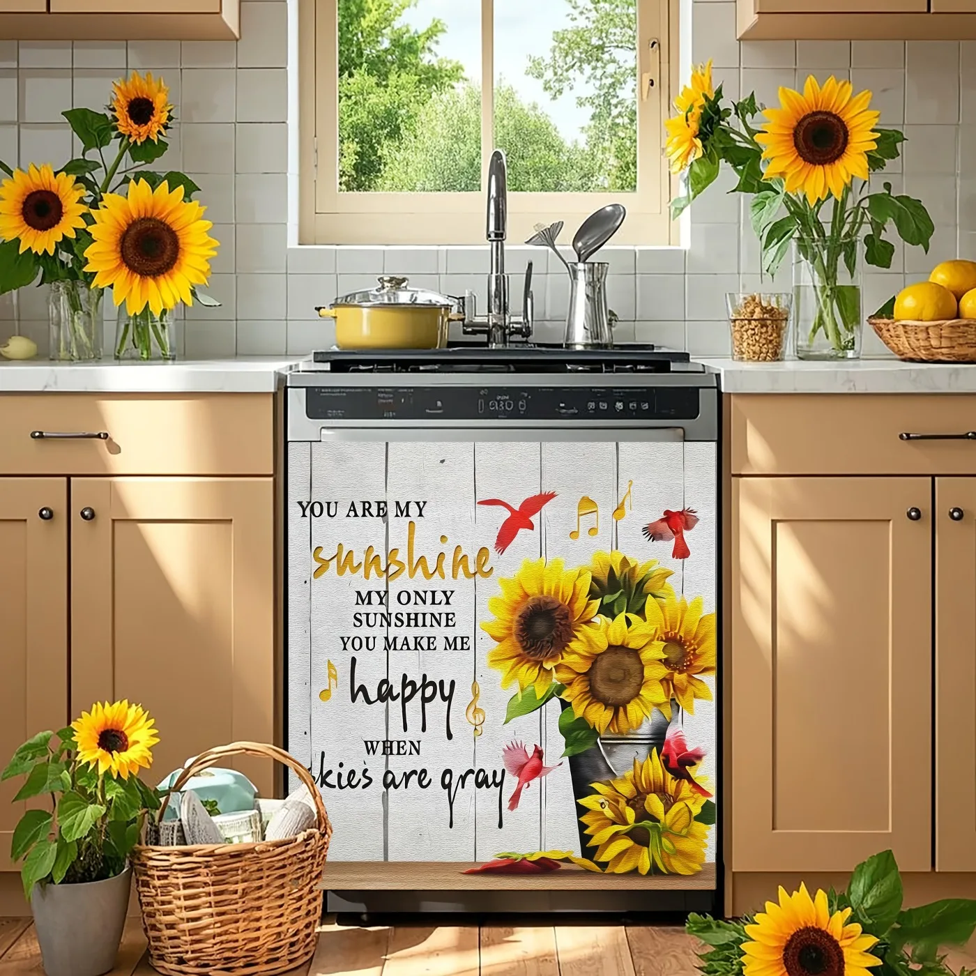 1PC Summer Sunflower Magnetic Decor for Dishwasher, Fridge & Cabinet “You Are My Sunshine” Gift for Mother’s Day & Confessions