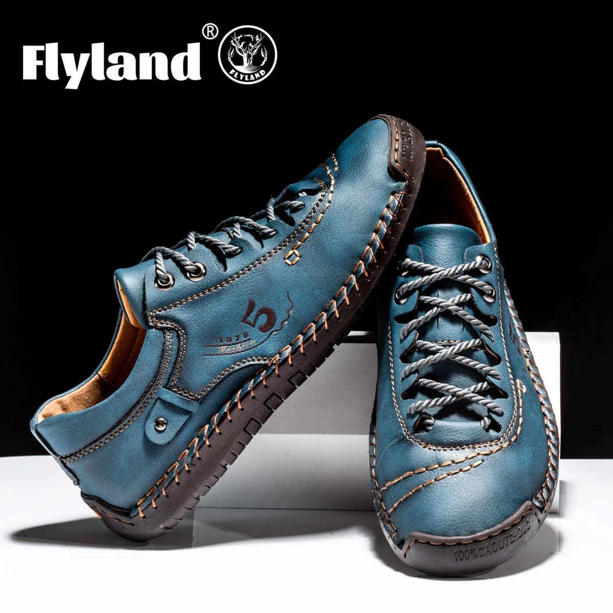 FLYLAND Classical Men\'s Leather Loafers Vintage Hand Stitching Oxfords Chukka Boots Ankle Boots Casual Daily Work Office Shoes