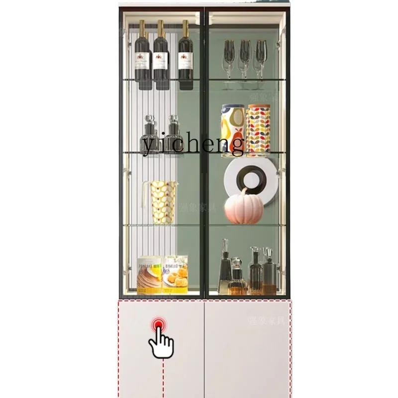 

XL glass wine cabinet against the wall, living room display cabinet light luxury storage cabinet, dining side cabinet integrated