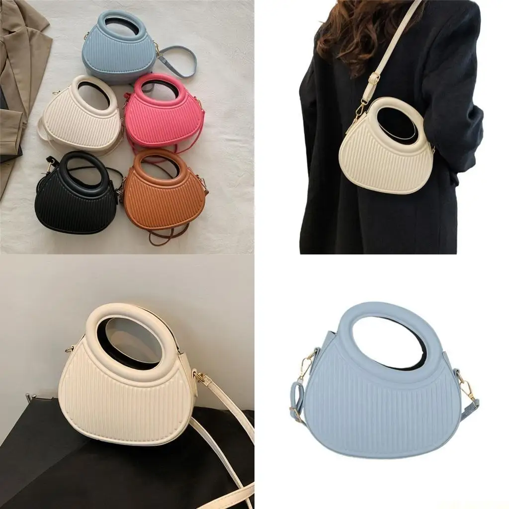 

X90D Women PU Leather Shoulder Bag Half Moon Bag Color Crossbody Bag Large Capacity Bag Girl Casual Messengers Bag