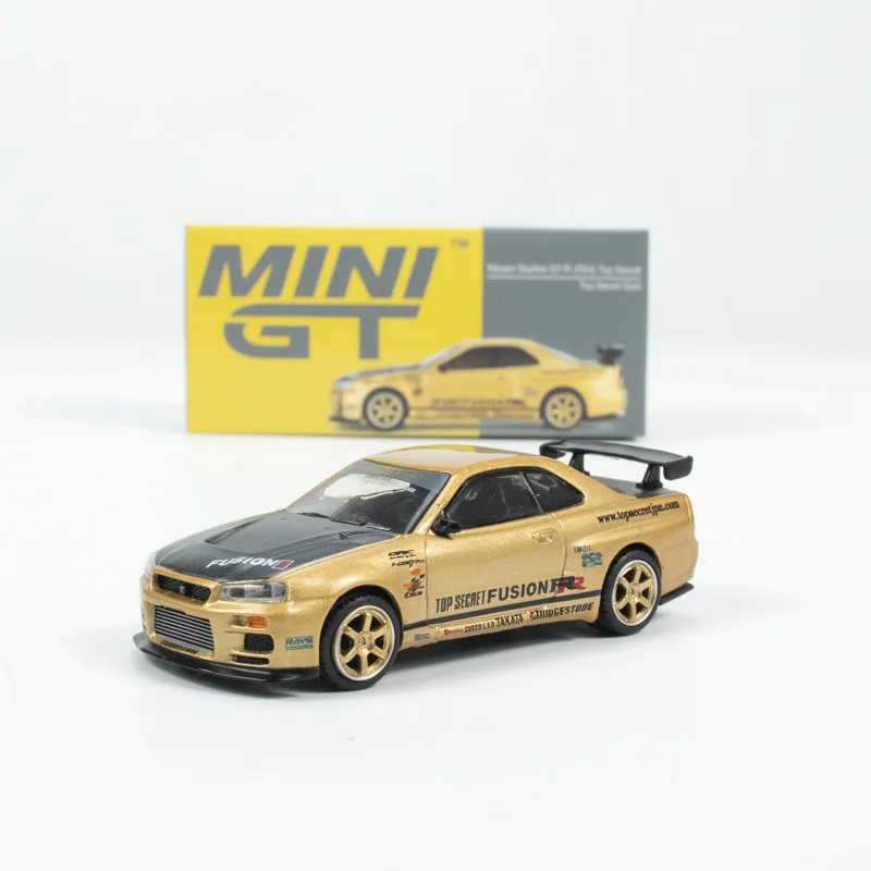 

MINI GT 1/64 #676 Skyline GT-R R34 Top Secret литой коллекция моделей автомобилей из сплава в подарок