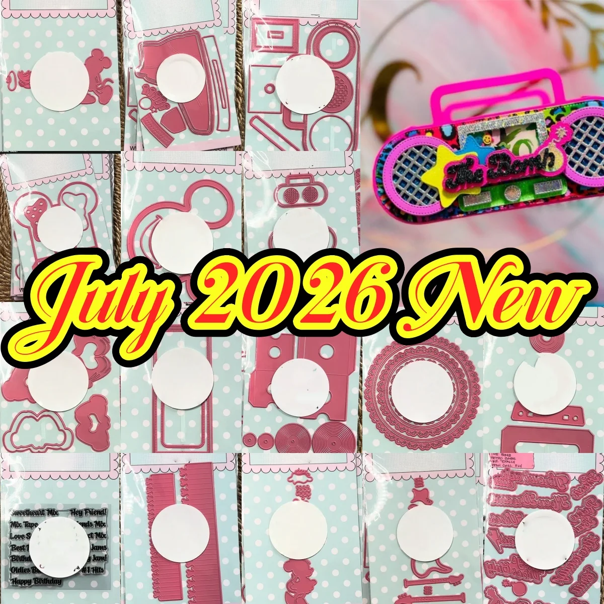 

July 2026 New Guitar Classic Mouse Radio Skates Metal Cutting Dies Clear Stamps For DIY Making Card Scrapbook Embossed Paper