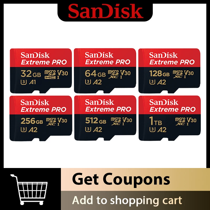 SanDisk Micro SD Card 256GB Flash Card 400GB 1TB placa de video 512GB A2 Memory Card U3 V30 cartao de memoria For Camera