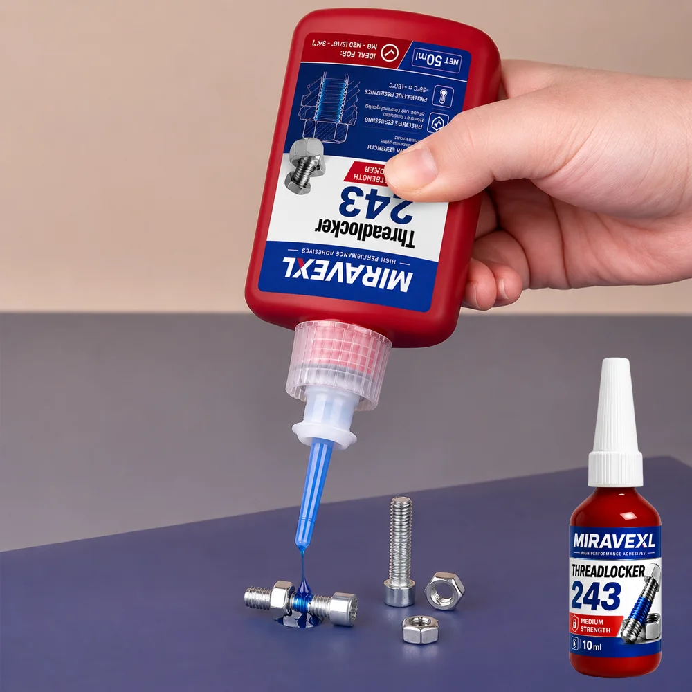 Threadlocker 243 Medium Strength Anaerobic Adhesive Screw Glue for Metal Bolts NutsPrevent Loosening Removable 10ml 50ml Repair
