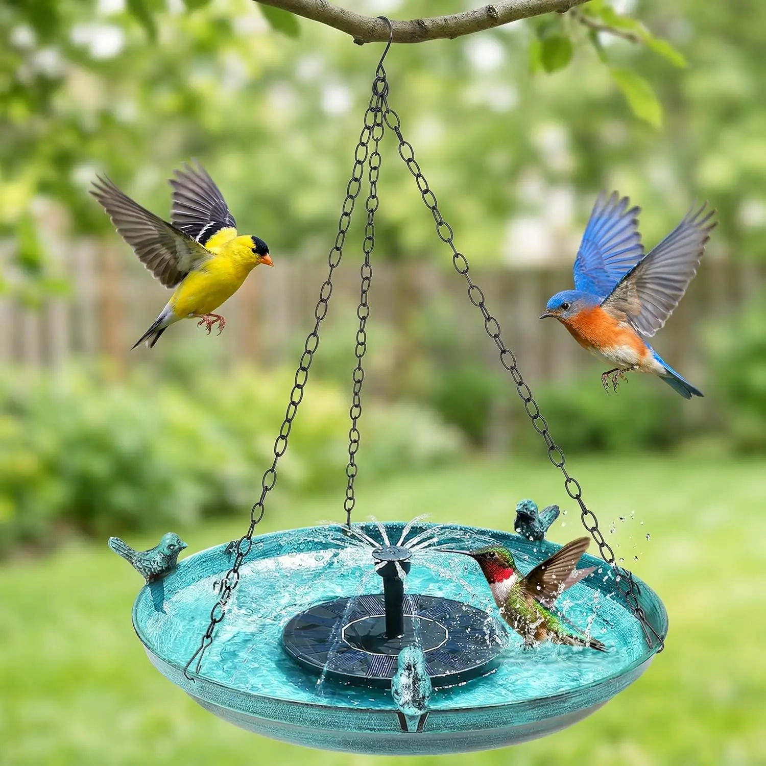 Bird Bath Fountain Metal Removable All Season Neutral