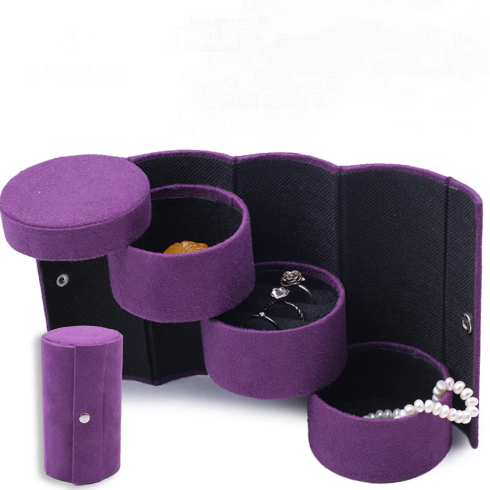 Small Jewelry Case Box Rotatable Ring Necklace Jewelry Storage Box Women Tiered Jewelry Box  Travel Essential Accessories