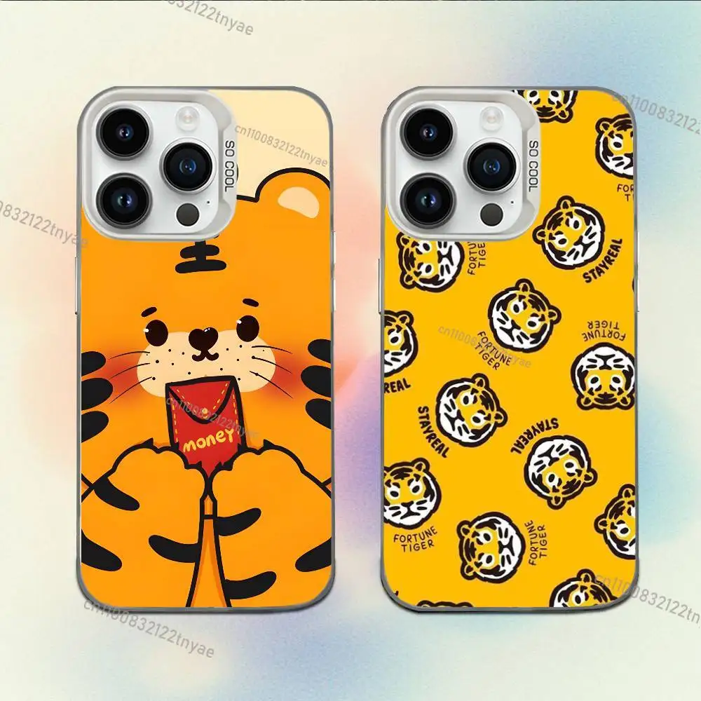 

Cute Cartoon Tiger Phone Case For iPhone 17,16,15,14,13,12,11,Mini,Pro,E,MAX White Candy Matte Shockproof Cover