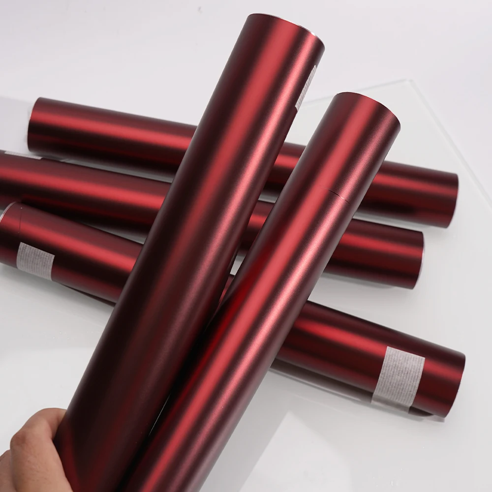 

Premium Red Satin Chrome Matte Romance Red Vinyl Film Car Wrap Foil with Air Release Self Adhesive Car Decal