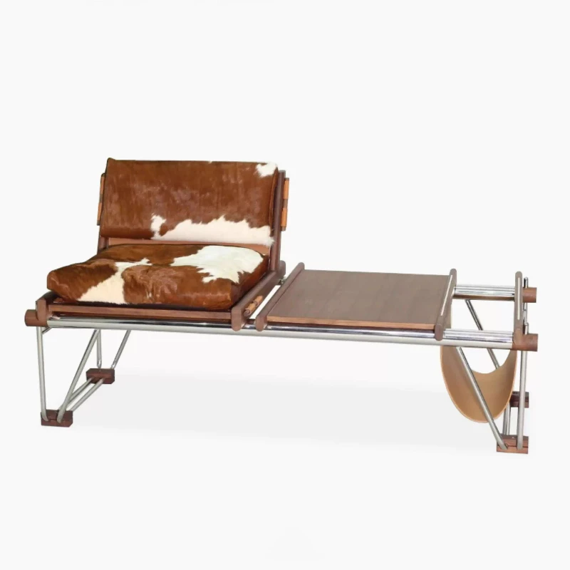 

Medieval Leisure Chair Premium Retro Bench Bauhaus Designer Milk Cowhide Coffee Book Chair Study Balcony