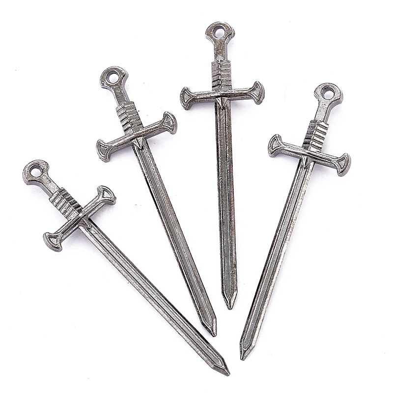 8pcs 7 colors Alloy Antique Knight Sword Charms for Jewelry Making DIY Handmade Weapons Personality Necklace Pendant