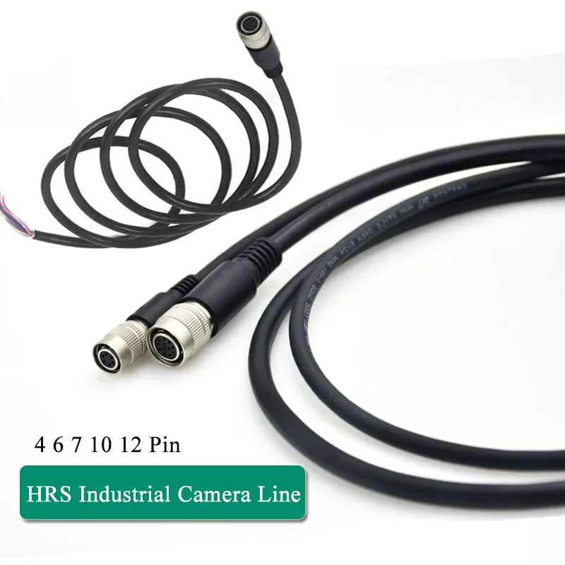 HRS Industrial Camera IO Line Power Plug Adapter 4 6 7 10 12 Pin Male Female with 1 Meter Wire Compatible with Hirose Connector