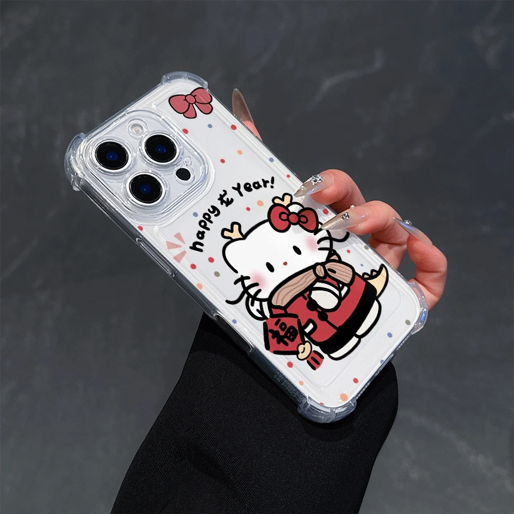 Custodie per cellulari Sanrio per IPhone 14 IPhone 16/15/14/13/12/11/x/xs/xs Max Custodia per telefono trasparente per ragazze Hello Kitty Cartoon Toys