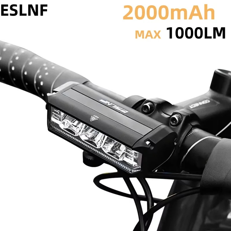 ESLNF Night Riding Bicycle Front Lamp 1000LM 3 LEDs USB Rechargeable Waterproof Aluminum Alloy 2000mAh MTB Road Headlight
