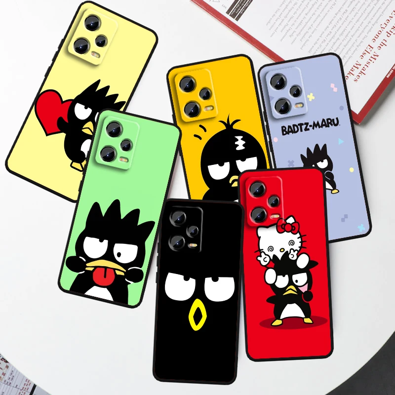 Sanrio Cute BadBadtz-maru For Xiaomi Redmi Note 13 12R 12 12S Turbo 11 11T 11S 10 10S Pro Plus 5G Black TPU Phone Case