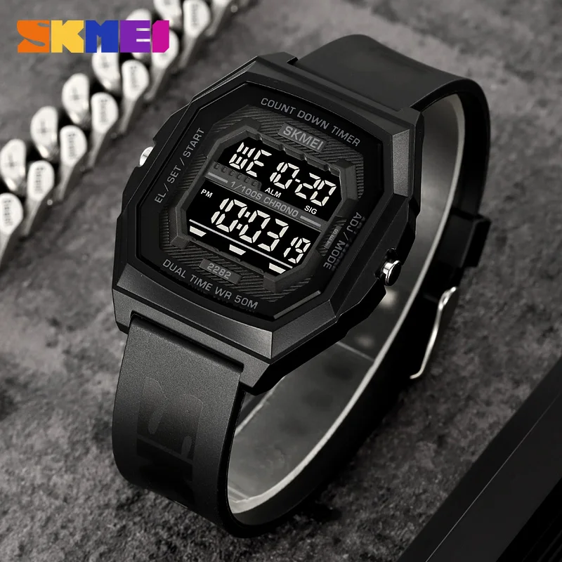 

SKMEI модные 5 бар водонепроницаемые EL Light Chrono часы мужские спортивные цифровые электронные наручные часы для мужчин женщин студенческие Reloj Hombre