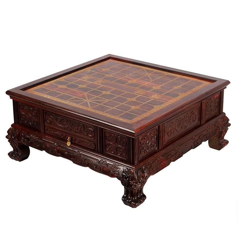 Solid wood multi-functional adult chess table, mahogany retro tea table
