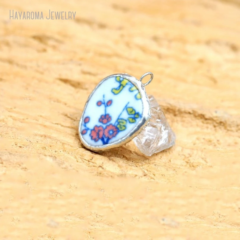 10Pcs Wholesale Geometric Free Form Jewelry Handmade Ceramic Tin Alloy Soldered Pendant PM50663