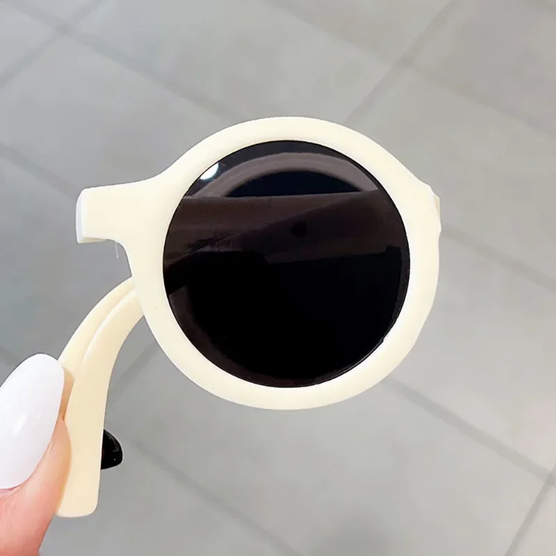 New Children\'s Folding Small Frame Circle Sunglasses Girls Brand Designer Circle Sun Glasses Cute Baby Sunshade Eyewear UV400