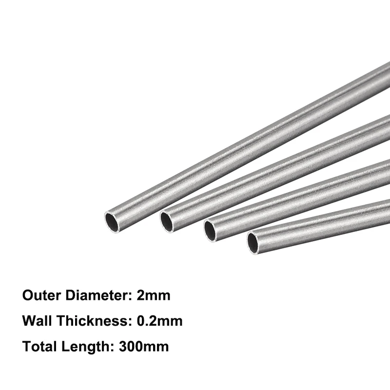 

Uxcell 4Pcs 304 Stainless Steel Round Tube 2mm OD 0.2mm Wall Thickness 300mm Length